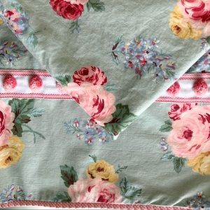 New Organic Cotton Baby Blanket Vintage Cabbage Roses Pink Sage